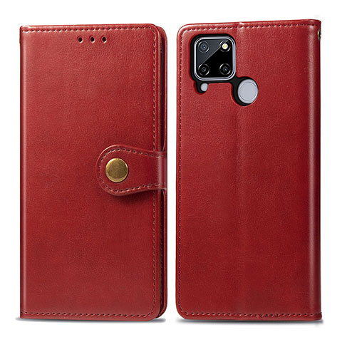 Funda de Cuero Cartera con Soporte Carcasa S05D para Realme C12 Rojo