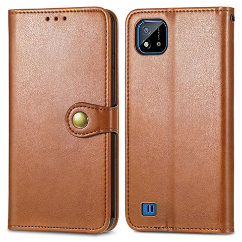 Funda de Cuero Cartera con Soporte Carcasa S05D para Realme C20 Marron