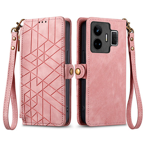 Funda de Cuero Cartera con Soporte Carcasa S05D para Realme GT Neo5 240W 5G Rosa