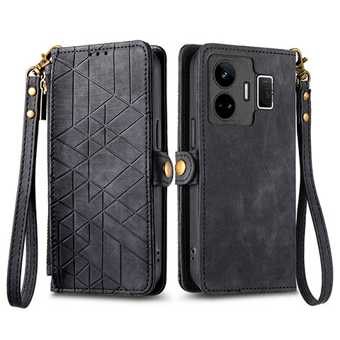 Funda de Cuero Cartera con Soporte Carcasa S05D para Realme GT Neo6 5G Negro