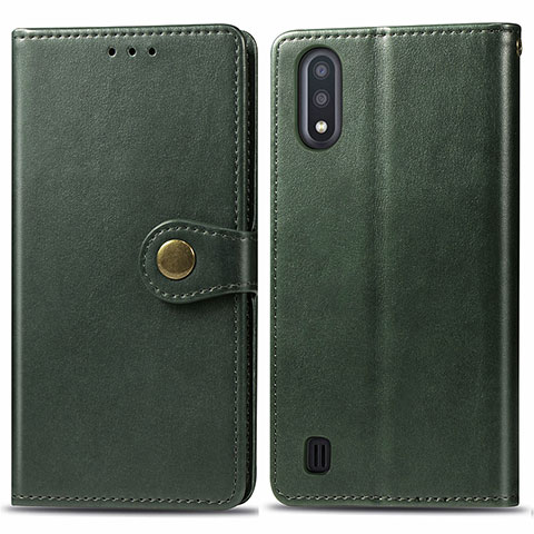 Funda de Cuero Cartera con Soporte Carcasa S05D para Samsung Galaxy A01 SM-A015 Verde