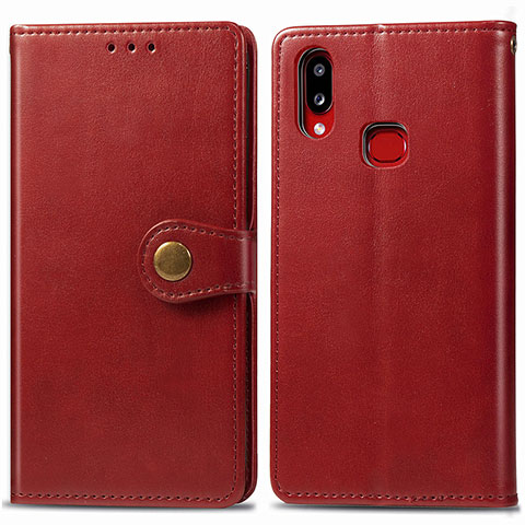 Funda de Cuero Cartera con Soporte Carcasa S05D para Samsung Galaxy A10s Rojo