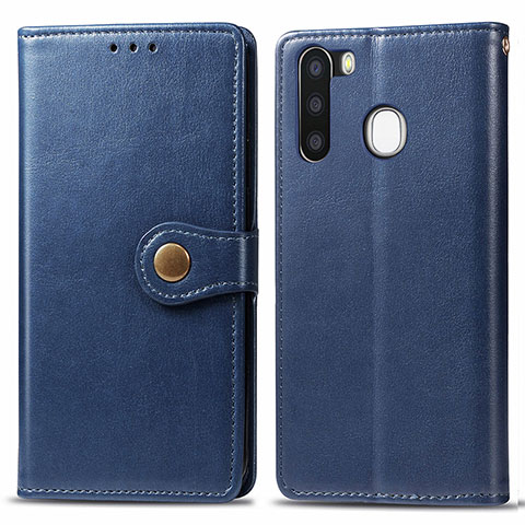 Funda de Cuero Cartera con Soporte Carcasa S05D para Samsung Galaxy A21 European Azul