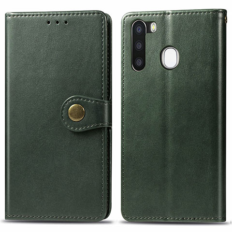 Funda de Cuero Cartera con Soporte Carcasa S05D para Samsung Galaxy A21 European Verde