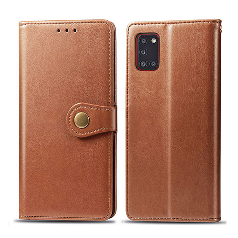 Funda de Cuero Cartera con Soporte Carcasa S05D para Samsung Galaxy A31 Marron