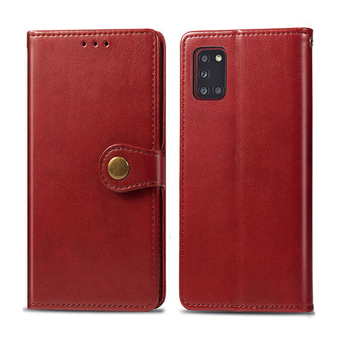 Funda de Cuero Cartera con Soporte Carcasa S05D para Samsung Galaxy A31 Rojo