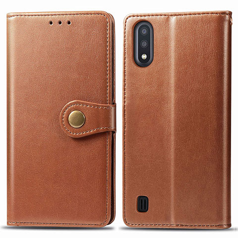 Funda de Cuero Cartera con Soporte Carcasa S05D para Samsung Galaxy M01 Marron