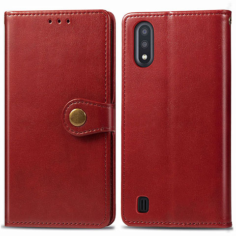 Funda de Cuero Cartera con Soporte Carcasa S05D para Samsung Galaxy M01 Rojo