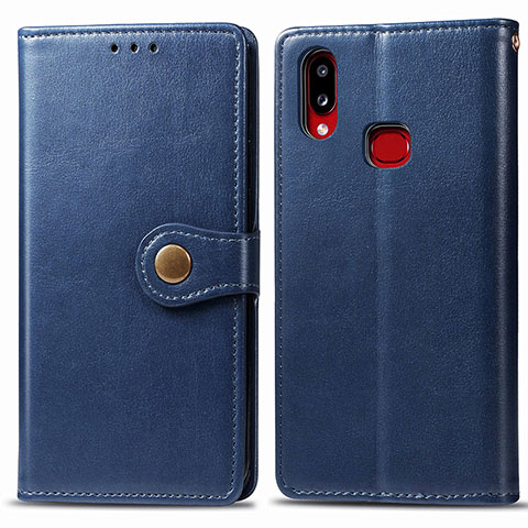 Funda de Cuero Cartera con Soporte Carcasa S05D para Samsung Galaxy M01s Azul