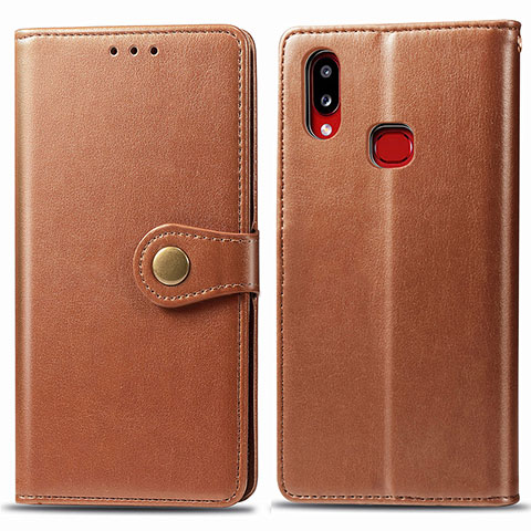 Funda de Cuero Cartera con Soporte Carcasa S05D para Samsung Galaxy M01s Marron