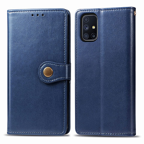 Funda de Cuero Cartera con Soporte Carcasa S05D para Samsung Galaxy M51 Azul