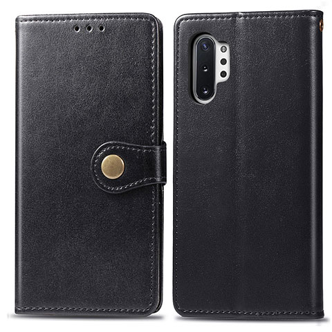 Funda de Cuero Cartera con Soporte Carcasa S05D para Samsung Galaxy Note 10 Plus 5G Negro