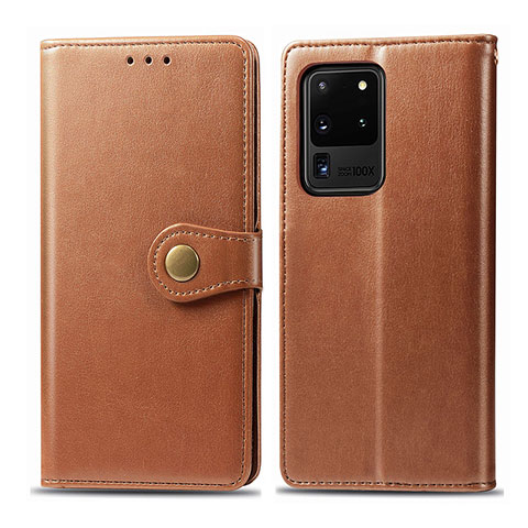 Funda de Cuero Cartera con Soporte Carcasa S05D para Samsung Galaxy S20 Ultra 5G Marron