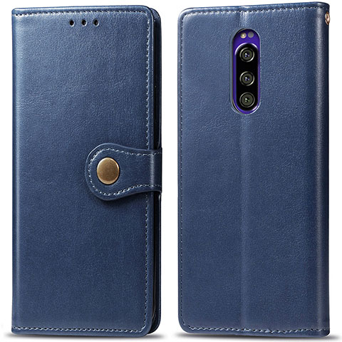 Funda de Cuero Cartera con Soporte Carcasa S05D para Sony Xperia 1 Azul