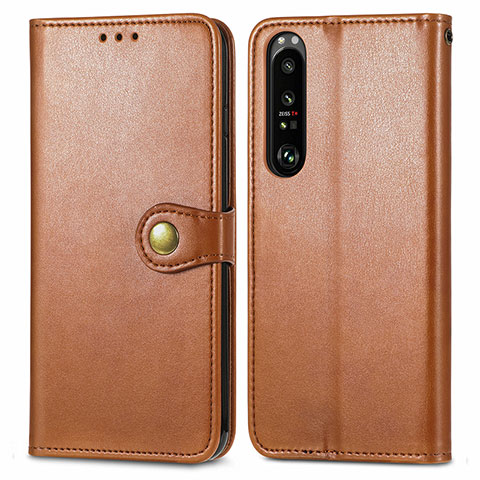 Funda de Cuero Cartera con Soporte Carcasa S05D para Sony Xperia 1 III Marron