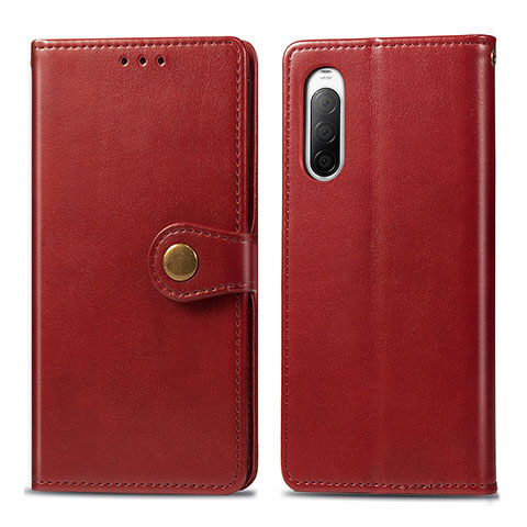 Funda de Cuero Cartera con Soporte Carcasa S05D para Sony Xperia 10 II Rojo