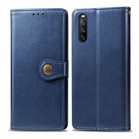 Funda de Cuero Cartera con Soporte Carcasa S05D para Sony Xperia 10 III Azul