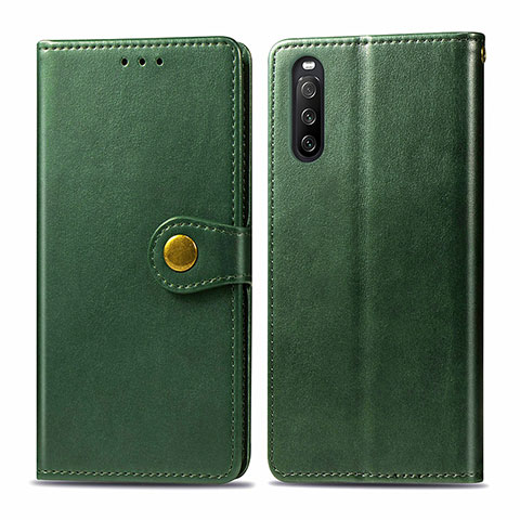 Funda de Cuero Cartera con Soporte Carcasa S05D para Sony Xperia 10 III SO-52B Verde