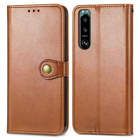 Funda de Cuero Cartera con Soporte Carcasa S05D para Sony Xperia 5 III SO-53B Marron