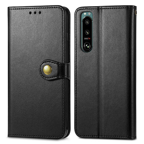 Funda de Cuero Cartera con Soporte Carcasa S05D para Sony Xperia 5 III SO-53B Negro