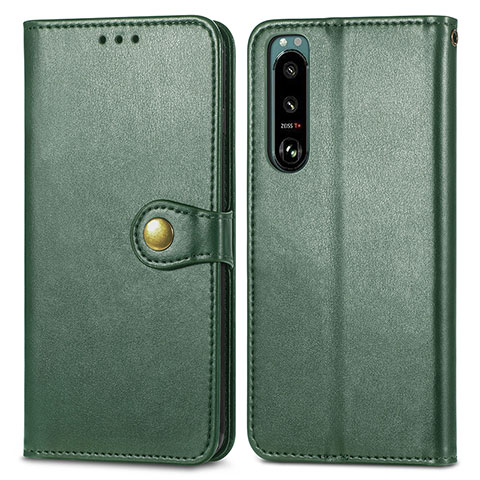 Funda de Cuero Cartera con Soporte Carcasa S05D para Sony Xperia 5 III SO-53B Verde