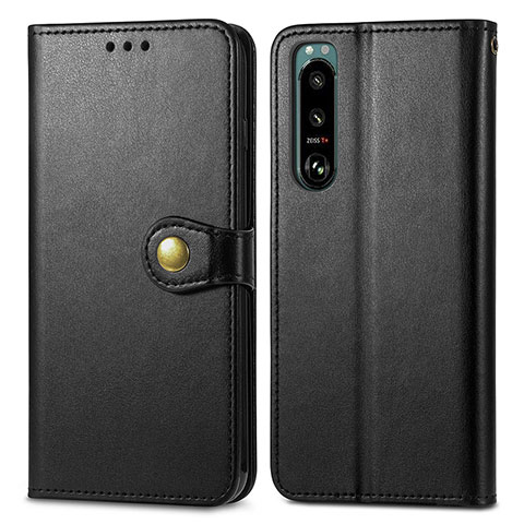 Funda de Cuero Cartera con Soporte Carcasa S05D para Sony Xperia 5 IV Negro