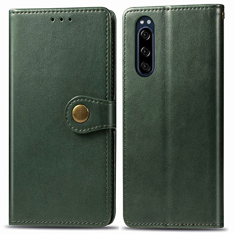 Funda de Cuero Cartera con Soporte Carcasa S05D para Sony Xperia 5 Verde