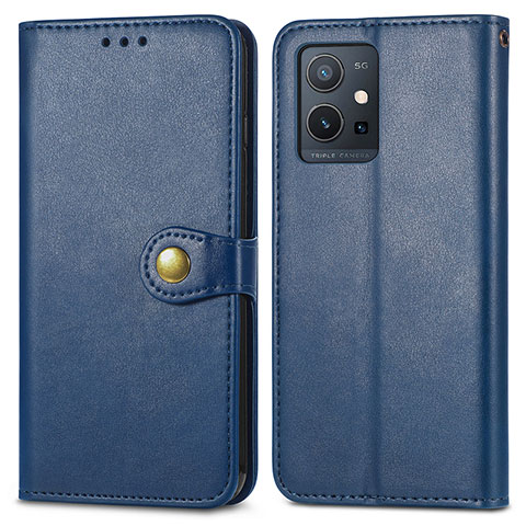 Funda de Cuero Cartera con Soporte Carcasa S05D para Vivo T1 5G India Azul