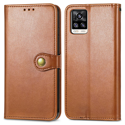 Funda de Cuero Cartera con Soporte Carcasa S05D para Vivo V20 (2021) Marron