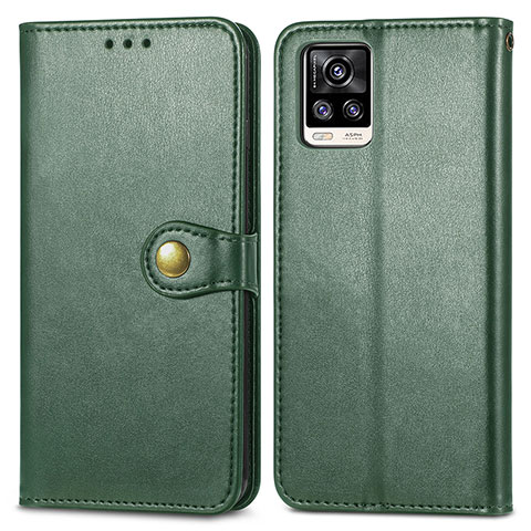 Funda de Cuero Cartera con Soporte Carcasa S05D para Vivo V20 (2021) Verde