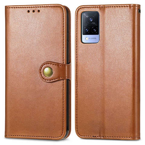 Funda de Cuero Cartera con Soporte Carcasa S05D para Vivo V21 5G Marron