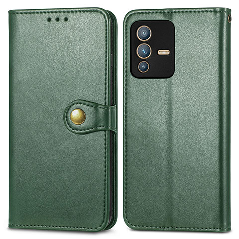 Funda de Cuero Cartera con Soporte Carcasa S05D para Vivo V23 Pro 5G Verde