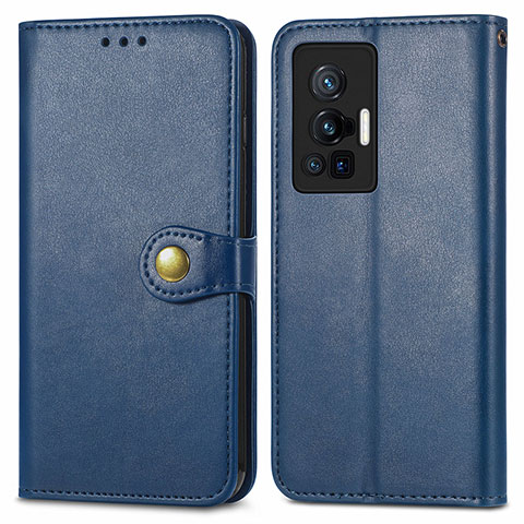 Funda de Cuero Cartera con Soporte Carcasa S05D para Vivo X70 Pro 5G Azul