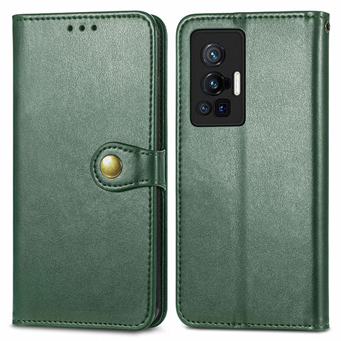 Funda de Cuero Cartera con Soporte Carcasa S05D para Vivo X70 Pro 5G Verde