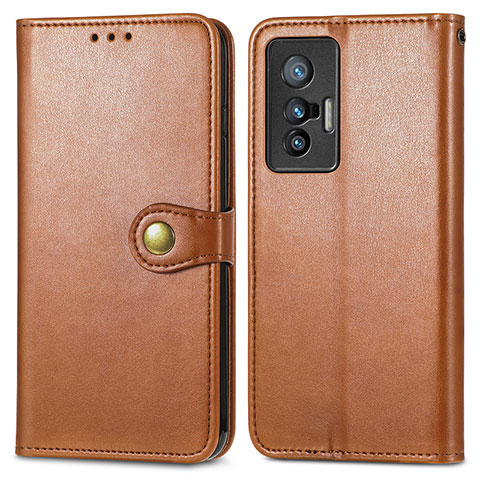 Funda de Cuero Cartera con Soporte Carcasa S05D para Vivo X70t Marron