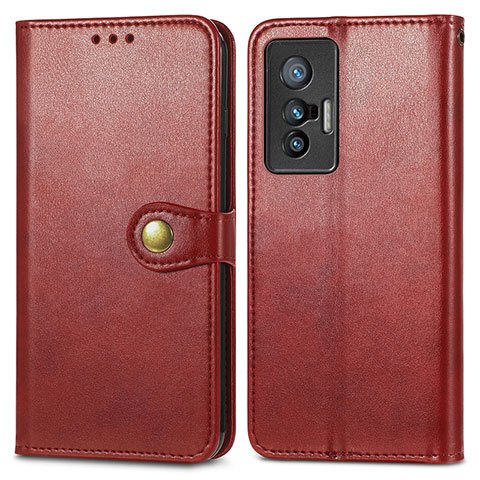 Funda de Cuero Cartera con Soporte Carcasa S05D para Vivo X70t Rojo