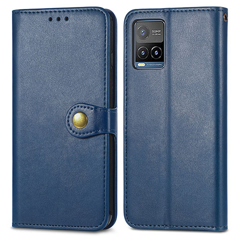 Funda de Cuero Cartera con Soporte Carcasa S05D para Vivo Y21s Azul