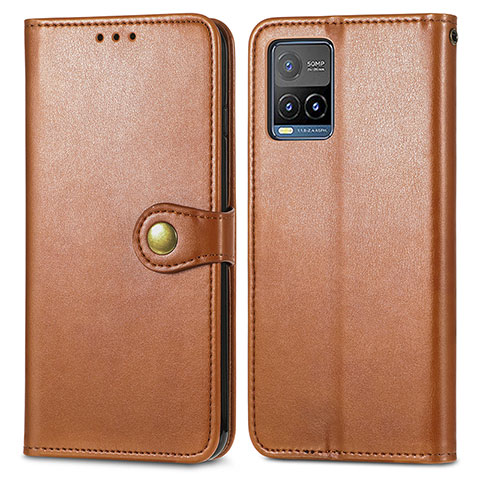 Funda de Cuero Cartera con Soporte Carcasa S05D para Vivo Y32 4G Marron