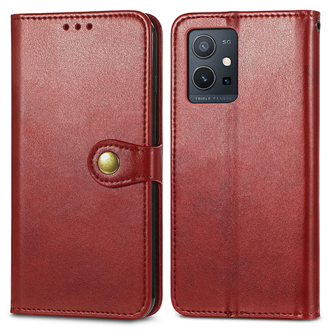 Funda de Cuero Cartera con Soporte Carcasa S05D para Vivo Y33e 5G Rojo