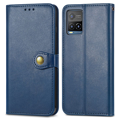 Funda de Cuero Cartera con Soporte Carcasa S05D para Vivo Y33T Azul