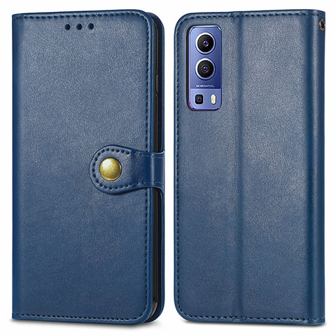 Funda de Cuero Cartera con Soporte Carcasa S05D para Vivo Y52 5G Azul