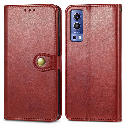 Funda de Cuero Cartera con Soporte Carcasa S05D para Vivo Y52 5G Rojo