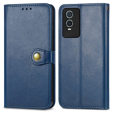 Funda de Cuero Cartera con Soporte Carcasa S05D para Vivo Y74s 5G Azul