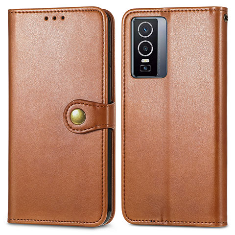 Funda de Cuero Cartera con Soporte Carcasa S05D para Vivo Y76 5G Marron