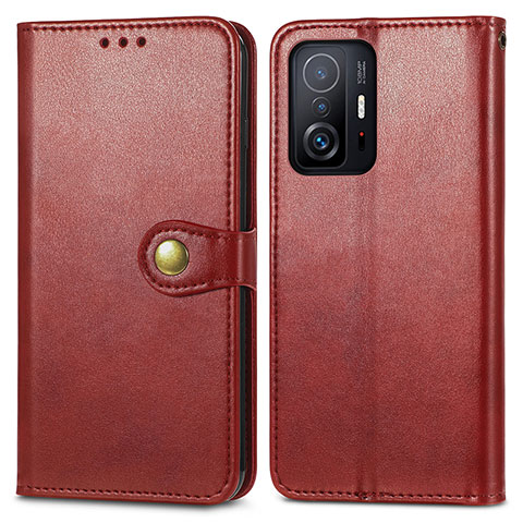 Funda de Cuero Cartera con Soporte Carcasa S05D para Xiaomi Mi 11T Pro 5G Rojo