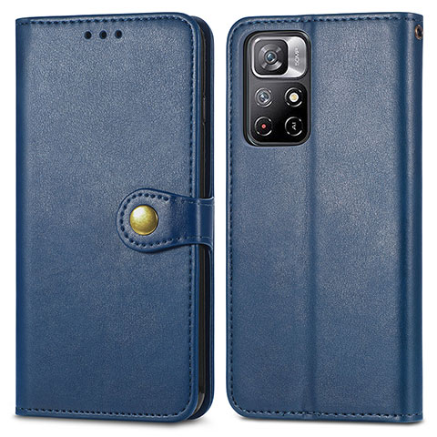 Funda de Cuero Cartera con Soporte Carcasa S05D para Xiaomi Poco M4 Pro 5G Azul