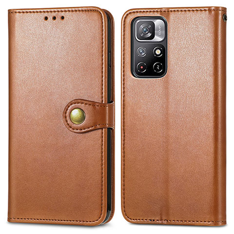 Funda de Cuero Cartera con Soporte Carcasa S05D para Xiaomi Poco M4 Pro 5G Marron