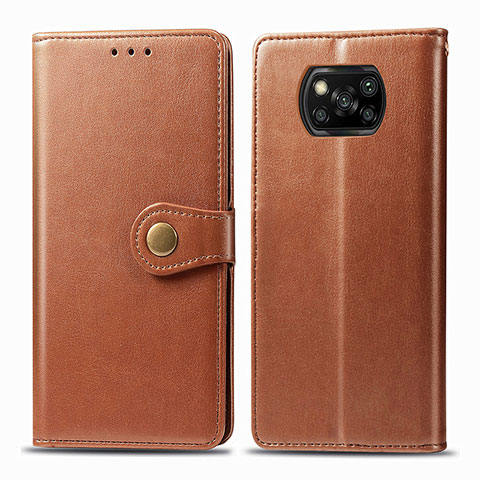 Funda de Cuero Cartera con Soporte Carcasa S05D para Xiaomi Poco X3 NFC Marron