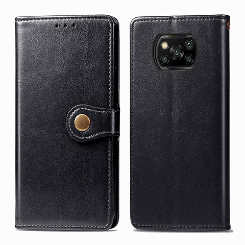 Funda de Cuero Cartera con Soporte Carcasa S05D para Xiaomi Poco X3 NFC Negro