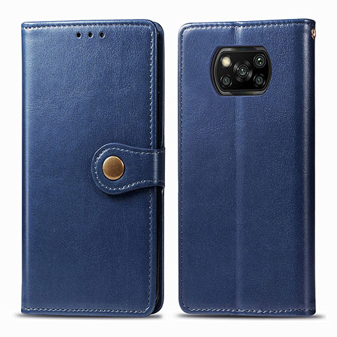 Funda de Cuero Cartera con Soporte Carcasa S05D para Xiaomi Poco X3 Pro Azul